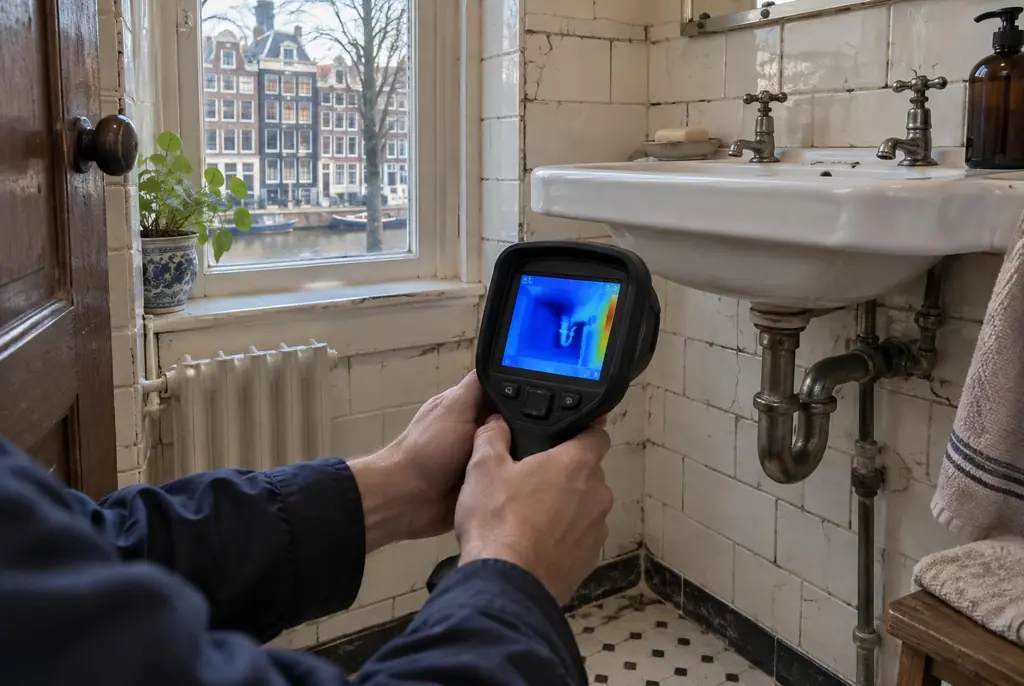 Lekdetectie Kampen – badkamer met oude leidingen achter de tegels
