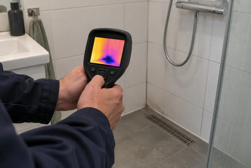 Lekdetectie Kampen – lekdetectiespecialist met warmtebeeldcamera in een badkamer