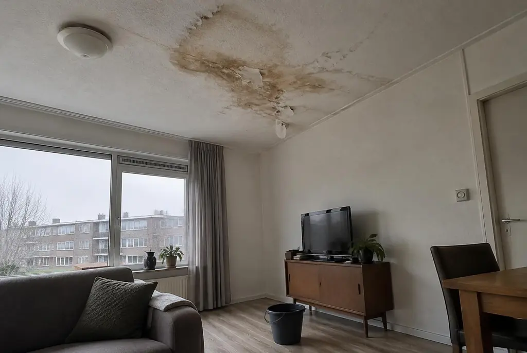 Lekdetectie Kampen – vochtplek op het plafond onder een badkamer